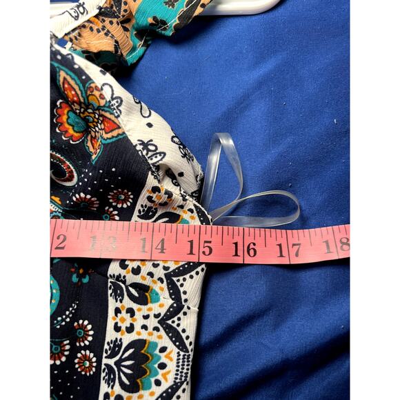 Lexi Morgan paisley floral patchwork ruffle button down maxi dress bohemian - Picture 6 of 7